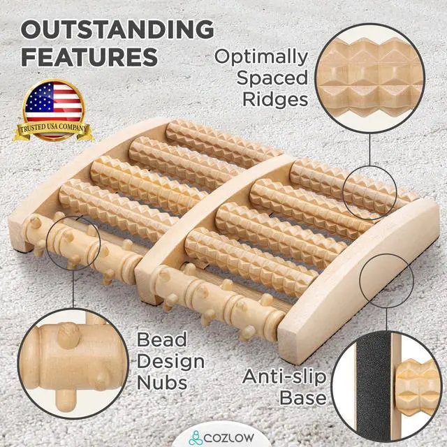 Alt view image 4 of 7 - Foot Massager for Plantar Fasciitis Relief - Wooden Massage Roller with Arch Shape Design - Foot Pain Relief, Neuropathy, Heel Spur Pain, Stress Relief, and Relaxation - Muscle Therapy Tool