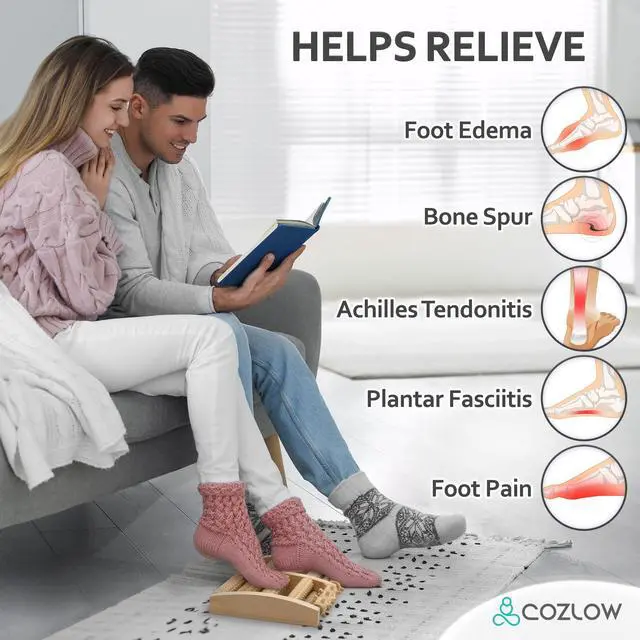 Alt view image 6 of 7 - Foot Massager for Plantar Fasciitis Relief - Wooden Massage Roller with Arch Shape Design - Foot Pain Relief, Neuropathy, Heel Spur Pain, Stress Relief, and Relaxation - Muscle Therapy Tool