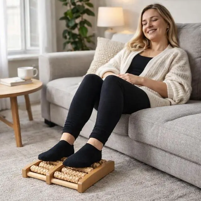 Alt view image 2 of 5 - Foot Massager for Plantar Fasciitis Relief, Neuropathy, Feets Pain Roller, Relaxing Gift for Mom and Grandmother