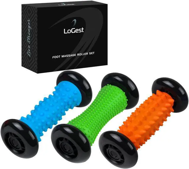 Main image of Foot Massage Roller - for Trigger Point Therapy, Injury Rehabilitation & Deep Tissue Massage - Prevent Stiffness & Improve Strength - Silicon with Nodules (Orange - Blue - Green 3 Pack)