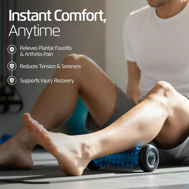 Alt view image 2 of 4 - Foot Massage Roller - for Trigger Point Therapy, Injury Rehabilitation & Deep Tissue Massage - Prevent Stiffness & Improve Strength - Silicon with Nodules (Orange - Blue - Green 3 Pack)