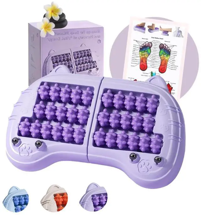 Main image of Foot Roller Massager for Plantar Fasciitis Relief, Large Size, Eases Foot Pain & Cold Feet, Enhances Circulation, Portable, Split into Two, Full-Body Washable, Purple