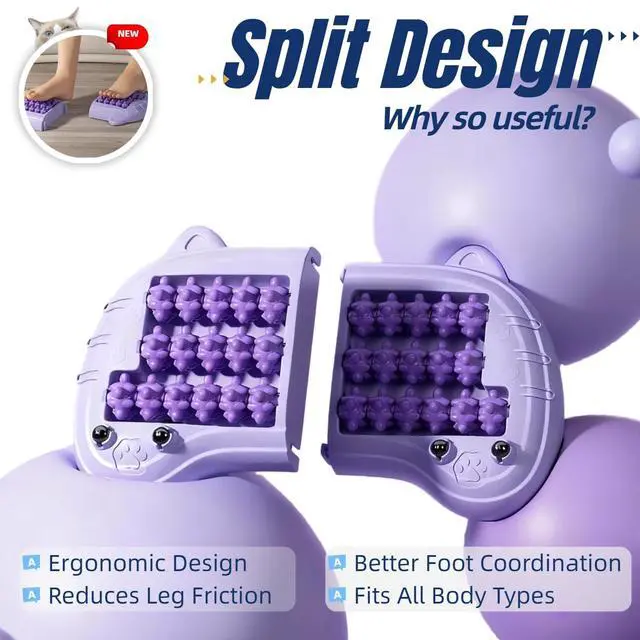Alt view image 5 of 7 - Foot Roller Massager for Plantar Fasciitis Relief, Large Size, Eases Foot Pain & Cold Feet, Enhances Circulation, Portable, Split into Two, Full-Body Washable, Purple