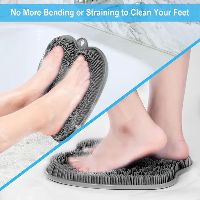 Alt view image 2 of 7 - XL Larger Shower Foot Scrubber Mat with Non-Slip Suction Cups