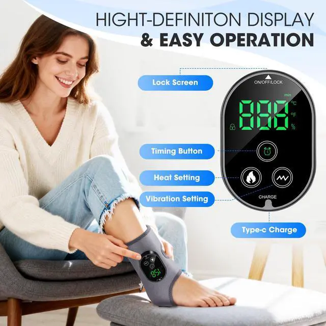 Alt view image 7 of 7 - Foot Massager for Pain Relief, Cordless Ankle Heating Pad, Heated Ankle Wrap,with 6 Heating 3 Massage Modes & Timer, Foot Massager with Heat