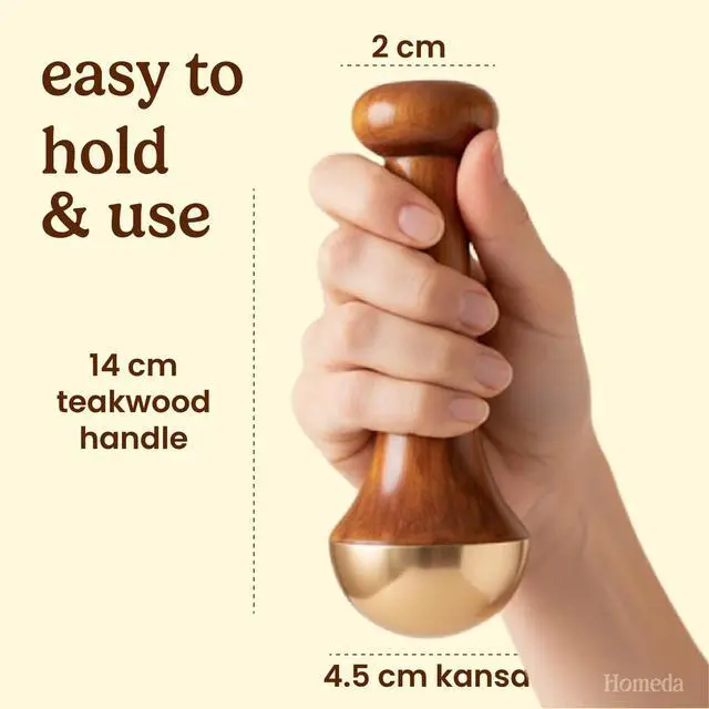 Alt view image 2 of 7 - Kansa Wand Ayurveda Foot Massager - Indian Skincare Tool - SWA Kansa Wand for Feet & Face Relazation, Wellness & Detox - Ayurveda Gifts (Single Bowl)