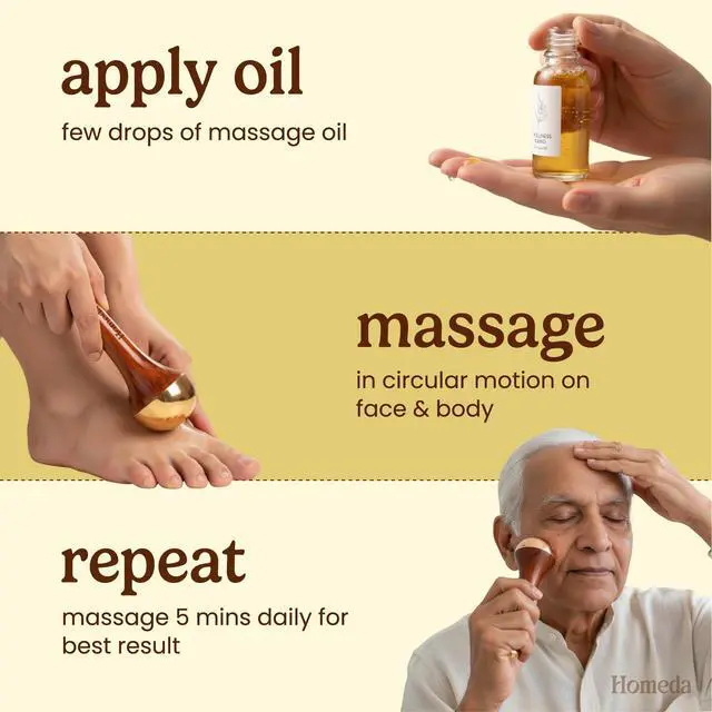 Alt view image 4 of 7 - Kansa Wand Ayurveda Foot Massager - Indian Skincare Tool - SWA Kansa Wand for Feet & Face Relazation, Wellness & Detox - Ayurveda Gifts (Single Bowl)