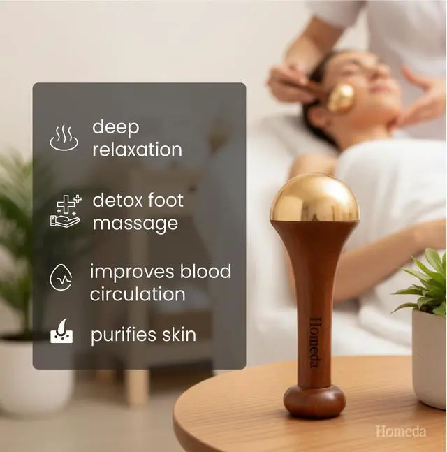 Alt view image 3 of 7 - Kansa Wand Ayurveda Foot Massager - Indian Skincare Tool - SWA Kansa Wand for Feet & Face Relazation, Wellness & Detox - Ayurveda Gifts (Single Bowl)