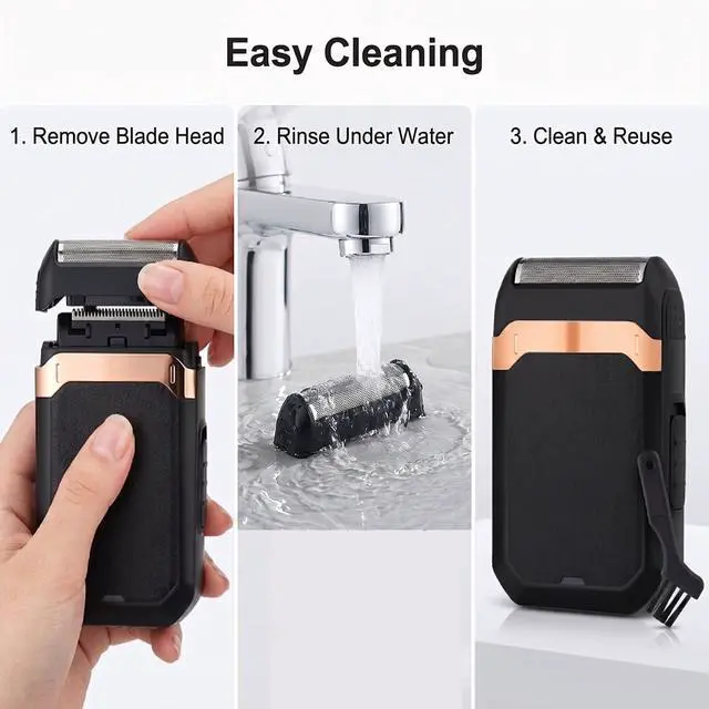 Alt view image 4 of 7 - Electric Foil Shaver for Men, Mini Single Foil Shaver, Portable Electric Razor, USB-C Rechargeable, 160 Min Runtime, IPX7 Waterproof Wet & Dry, Compact Travel Beard Shaver (Black)