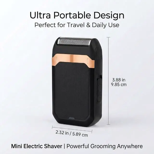 Alt view image 5 of 7 - Electric Foil Shaver for Men, Mini Single Foil Shaver, Portable Electric Razor, USB-C Rechargeable, 160 Min Runtime, IPX7 Waterproof Wet & Dry, Compact Travel Beard Shaver (Black)