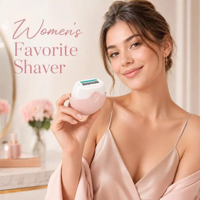 Alt view image 5 of 7 - 2Pcs Portable 3-Layer Hair Shaver with Rotating Cover, Mini Triple-Blade Razor & Shaver for Women, with Smooth Moisture Strip for Legs, Face Underarms, Brown