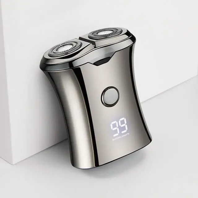 Main image of Electric Mini Travel Shaver for Men - Pocket Size Washable Electronic Razor - Mens Rechargeable Portable Cordless Small Shaving Face Beard - Wet & Dry Rotary Compact Electrical Shave