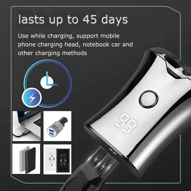Alt view image 2 of 7 - Electric Mini Travel Shaver for Men - Pocket Size Washable Electronic Razor - Mens Rechargeable Portable Cordless Small Shaving Face Beard - Wet & Dry Rotary Compact Electrical Shave