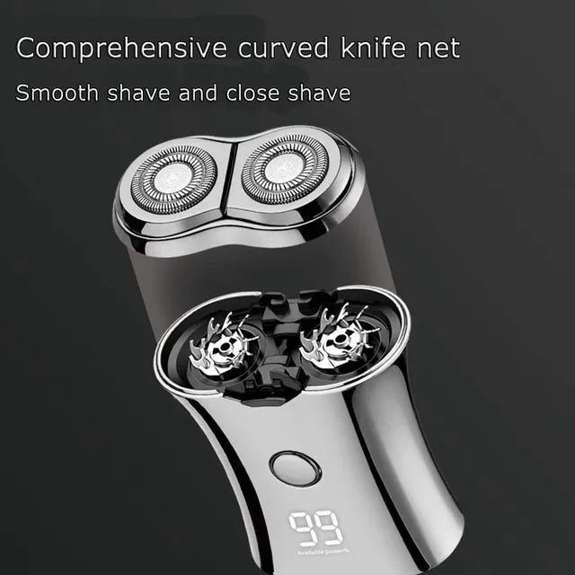 Alt view image 3 of 7 - Electric Mini Travel Shaver for Men - Pocket Size Washable Electronic Razor - Mens Rechargeable Portable Cordless Small Shaving Face Beard - Wet & Dry Rotary Compact Electrical Shave
