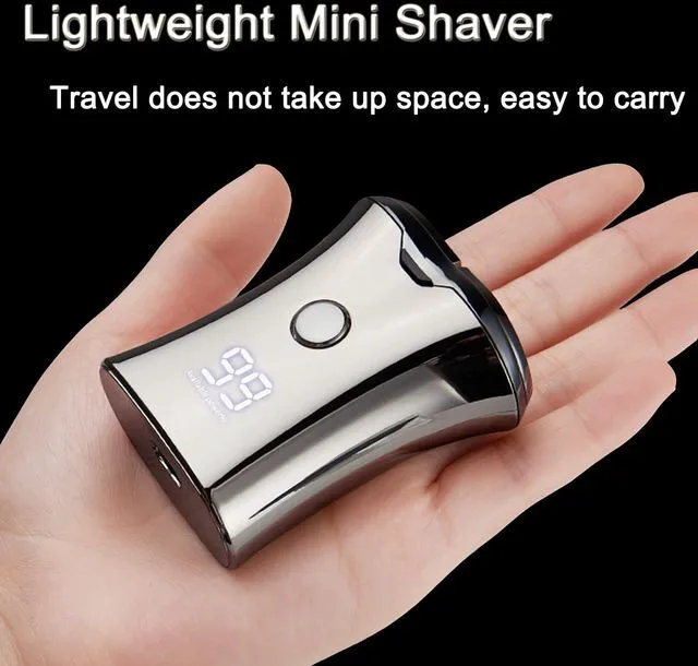 Alt view image 6 of 7 - Electric Mini Travel Shaver for Men - Pocket Size Washable Electronic Razor - Mens Rechargeable Portable Cordless Small Shaving Face Beard - Wet & Dry Rotary Compact Electrical Shave