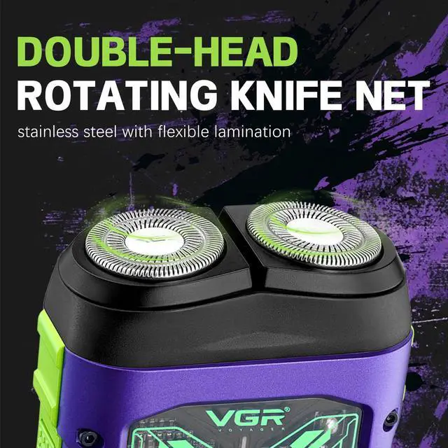 Alt view image 5 of 7 - 344 Mini Electric Shaver for Men with Dual-Ring Rotary Heads, Purple