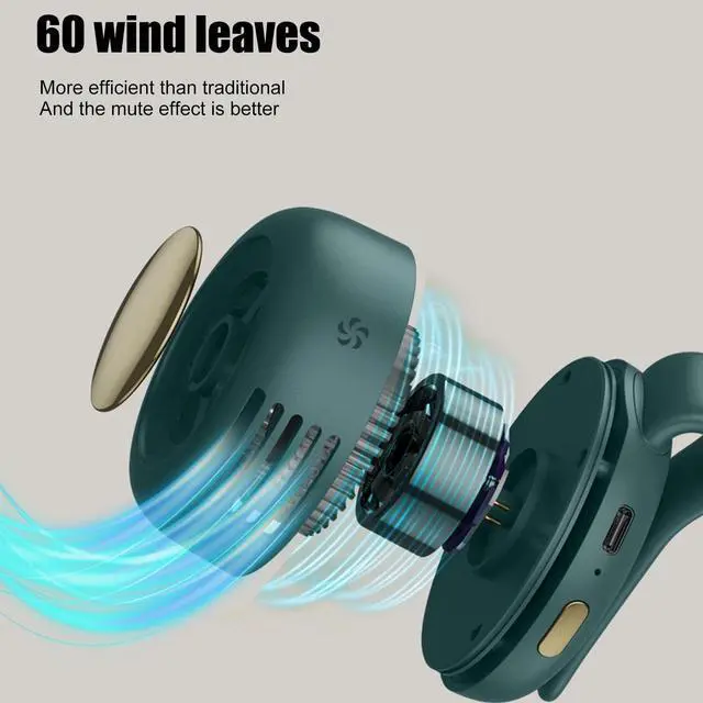 Alt view image 5 of 7 - Portable Silent Mini Bladeless Fan Clip On, Rechargeable Wearable Clip On Fan for Shirt, Adjustable 3 Speeds & Queit Small Waist & Neck Cooling Fan, Suitable for Outdoor Travel Office (Green)