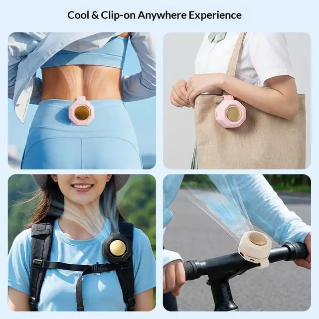 Alt view image 3 of 6 - Portable Silent Mini Bladeless Fan Clip On Small Clip Fan for Shirt & Waist, Adjustable 3-Speed Suspended Whirlwind Fan for Outdoor, Travel, Office Travel Accessories Gift (1, Khaki)