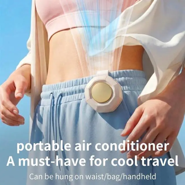 Alt view image 5 of 6 - Portable Silent Mini Bladeless Fan Clip On Small Clip Fan for Shirt & Waist, Adjustable 3-Speed Suspended Whirlwind Fan for Outdoor, Travel, Office Travel Accessories Gift (1, Khaki)