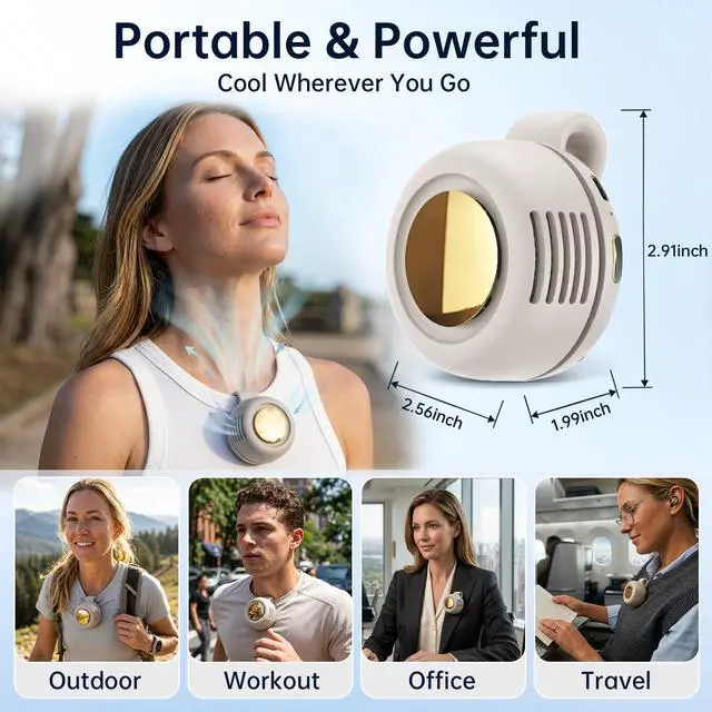 Alt view image 2 of 7 - Portable Mini Bladeless Clip-On Fan 3 Speeds Silent 360° Rotatable Cooling Fan for Shirt & Waist Rechargeable Clip On Fan for Outdoor Travel Office (White)