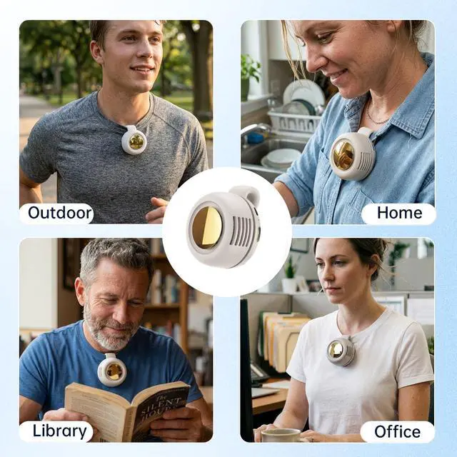 Alt view image 7 of 7 - Portable Mini Bladeless Clip-On Fan 3 Speeds Silent 360° Rotatable Cooling Fan for Shirt & Waist Rechargeable Clip On Fan for Outdoor Travel Office (White)