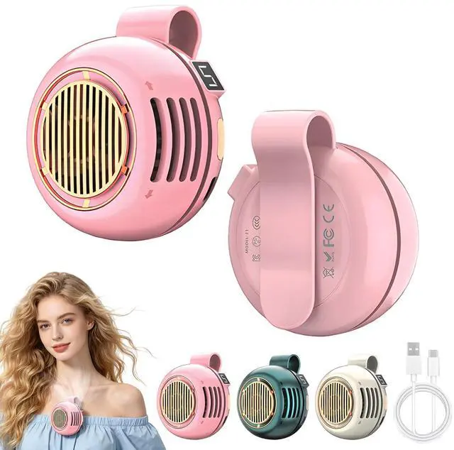 Main image of Portable Silent Mini Bladeless Fan Clip On, Mini USB Rechargeable 360° Rotatable Fan, 2026 New Adjustable 3-Speed Suspended Whirlwind Cooler Fans for Outdoor & Travel & Office (Pink)