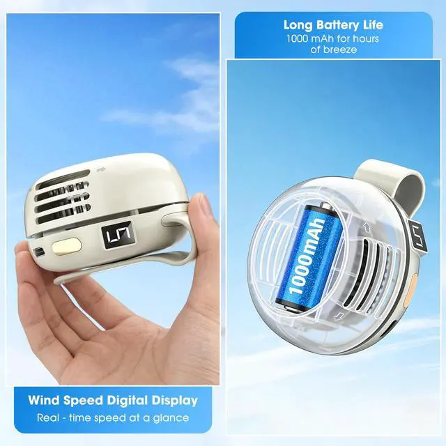 Alt view image 4 of 7 - Portable Silent Mini Bladeless Fan Clip On, Mini USB Rechargeable 360° Rotatable Fan, 2026 New Adjustable 3-Speed Suspended Whirlwind Cooler Fans for Outdoor & Travel & Office (Pink)