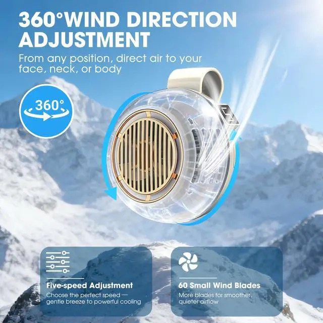 Alt view image 5 of 7 - Portable Silent Mini Bladeless Fan Clip On, Mini USB Rechargeable 360° Rotatable Fan, 2026 New Adjustable 3-Speed Suspended Whirlwind Cooler Fans for Outdoor & Travel & Office (Pink)