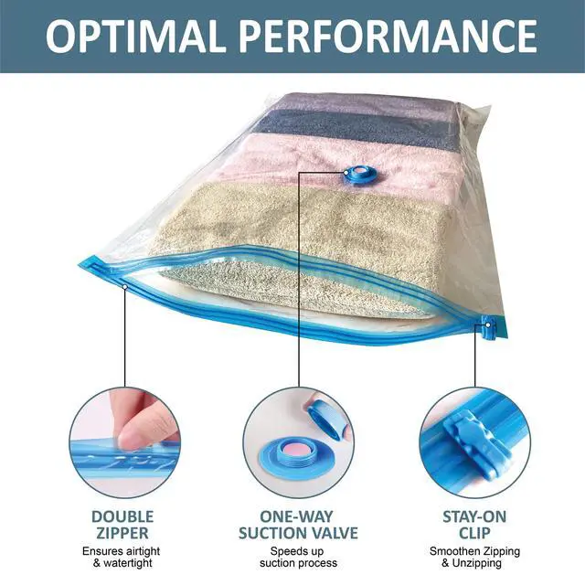 Alt view image 5 of 7 - Vacuum Storage Bags, Vacuum Seal Space Saver Bags for Clothing, Travel Lugggage, Carry-on, Blankets, Comforters, Pillow, Bedding, 10 Combo