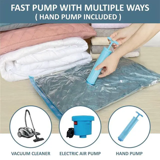 Alt view image 6 of 7 - Vacuum Storage Bags, Vacuum Seal Space Saver Bags for Clothing, Travel Lugggage, Carry-on, Blankets, Comforters, Pillow, Bedding, 10 Combo