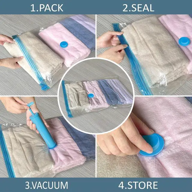 Alt view image 7 of 7 - Vacuum Storage Bags, Vacuum Seal Space Saver Bags for Clothing, Travel Lugggage, Carry-on, Blankets, Comforters, Pillow, Bedding, 10 Combo