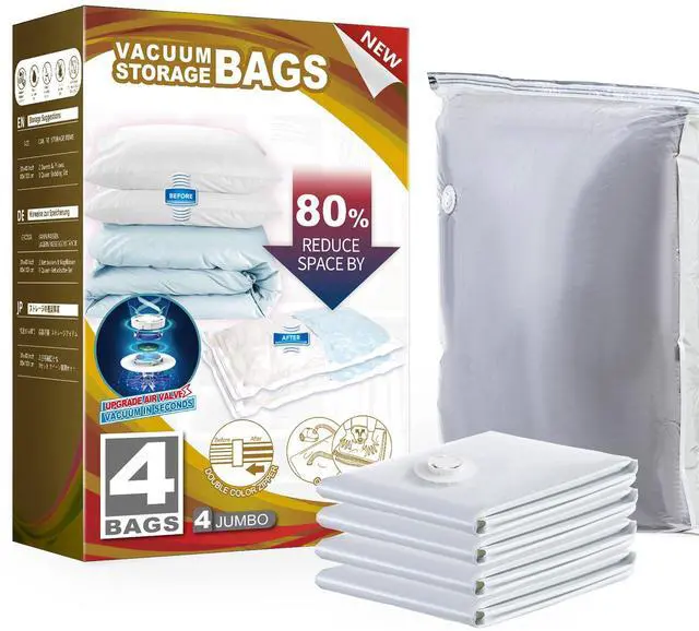 Main image of 4 Pack Vacuum Storage Bags, Jumbo Vacuum Seal Bags for Clothing (40x31 Inch), Large Closet Organization and Storage