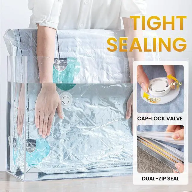 Alt view image 3 of 5 - 4 Pack Vacuum Storage Bags, Jumbo Vacuum Seal Bags for Clothing (40x31 Inch), Large Closet Organization and Storage