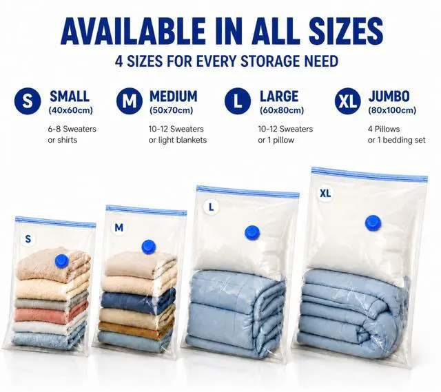 Alt view image 2 of 7 - Vacuum Storage Bags for Bedding, Vacuum Seal Bags for Clothing | Airtight Triple Seal, Save 80% Space, Hand Pump, Work with Vacuum, Double Zip, Reusable, Easy to Use, Space Saver Bags (2L+2M+2S)