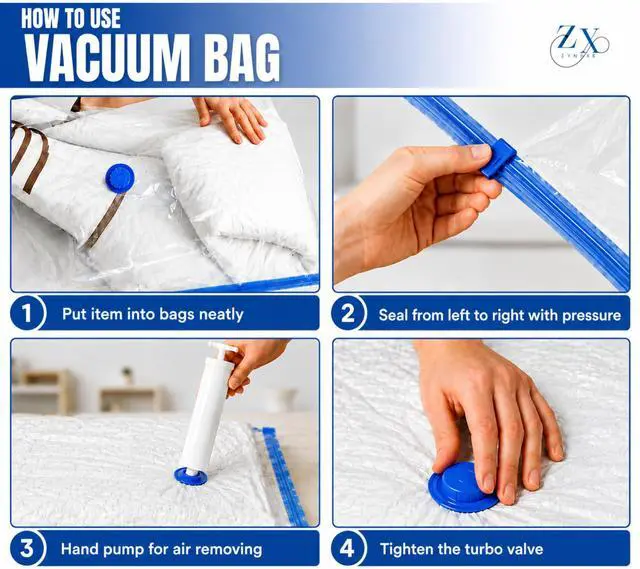 Alt view image 3 of 7 - Vacuum Storage Bags for Bedding, Vacuum Seal Bags for Clothing | Airtight Triple Seal, Save 80% Space, Hand Pump, Work with Vacuum, Double Zip, Reusable, Easy to Use, Space Saver Bags (2L+2M+2S)