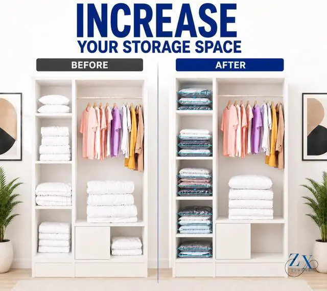 Alt view image 4 of 7 - Vacuum Storage Bags for Bedding, Vacuum Seal Bags for Clothing | Airtight Triple Seal, Save 80% Space, Hand Pump, Work with Vacuum, Double Zip, Reusable, Easy to Use, Space Saver Bags (2L+2M+2S)