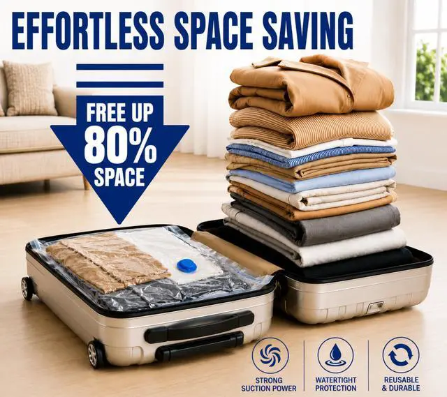 Alt view image 5 of 7 - Vacuum Storage Bags for Bedding, Vacuum Seal Bags for Clothing | Airtight Triple Seal, Save 80% Space, Hand Pump, Work with Vacuum, Double Zip, Reusable, Easy to Use, Space Saver Bags (2L+2M+2S)
