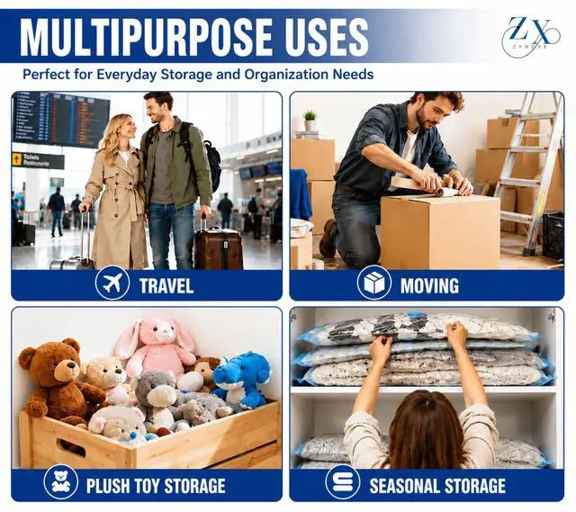 Alt view image 7 of 7 - Vacuum Storage Bags for Bedding, Vacuum Seal Bags for Clothing | Airtight Triple Seal, Save 80% Space, Hand Pump, Work with Vacuum, Double Zip, Reusable, Easy to Use, Space Saver Bags (2L+2M+2S)