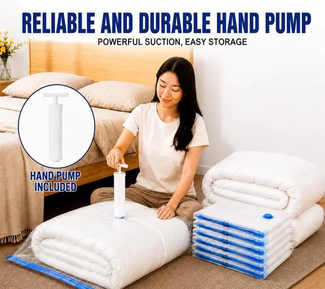 Alt view image 6 of 7 - Vacuum Storage Bags for Bedding, Vacuum Seal Bags for Clothing | Airtight Triple Seal, Save 80% Space, Hand Pump, Work with Vacuum, Double Zip, Reusable, Easy to Use, Space Saver Bags (2L+2M+2S)