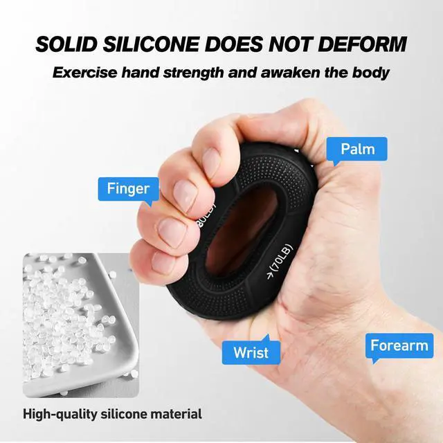 Alt view image 4 of 6 - Hand Grip Strengthener Rings - 4 Pack Finger Exerciser Grip Strength Trainer Silicone Squeezer Gripper for Muscle Strengthening Training Forearm Grip Workout Stress Relief Rehabilitation 30LB-80LB