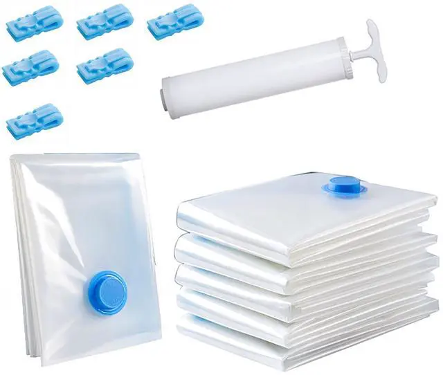 Main image of Vacuum Storage Bags with Air Pump, 6 Pcs 31.5 Inch x 23.6 Inch PE Compression Down Jackets Arrange Bags for Saving Closet Space (6)