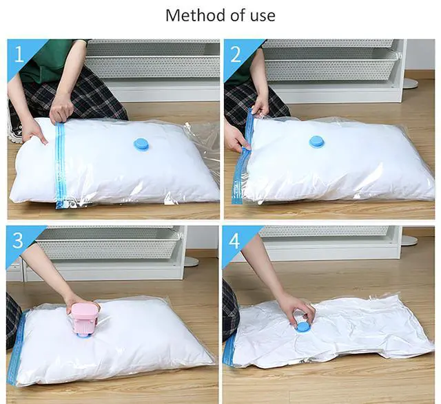 Alt view image 5 of 6 - Vacuum Storage Bags with Air Pump, 6 Pcs 31.5 Inch x 23.6 Inch PE Compression Down Jackets Arrange Bags for Saving Closet Space (6)