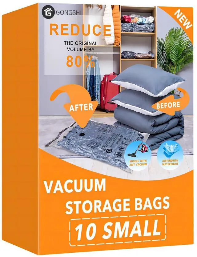 Main image of Vacuum Storage Bags, Space Saver Seal Bags For Clothing, Travel Luggage,Blankets, Comforters, Pillows, Clothes Storage.10 Small