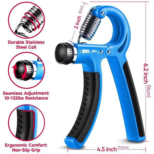 Alt view image 2 of 5 - Grip Strengthener Forearm Strengthener Hand Grips Strengthener Kit - 5 Pack Adjustable Resistance (Light Blue)