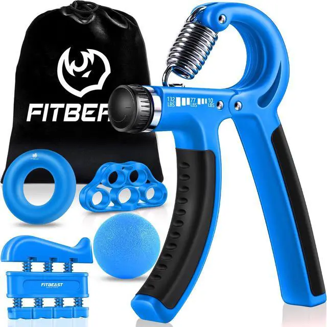 Main image of Grip Strengthener Forearm Strengthener Hand Grips Strengthener Kit - 5 Pack Adjustable Resistance (Light Blue)