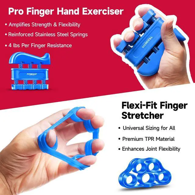 Alt view image 3 of 5 - Grip Strengthener Forearm Strengthener Hand Grips Strengthener Kit - 5 Pack Adjustable Resistance (Light Blue)
