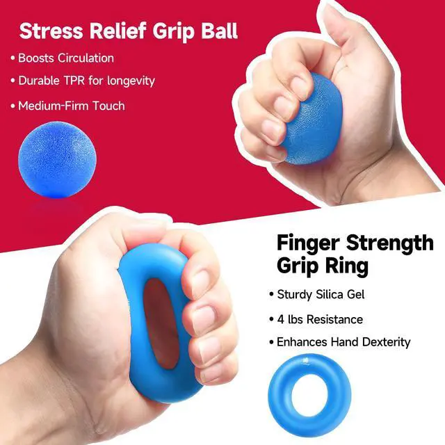 Alt view image 4 of 5 - Grip Strengthener Forearm Strengthener Hand Grips Strengthener Kit - 5 Pack Adjustable Resistance (Light Blue)