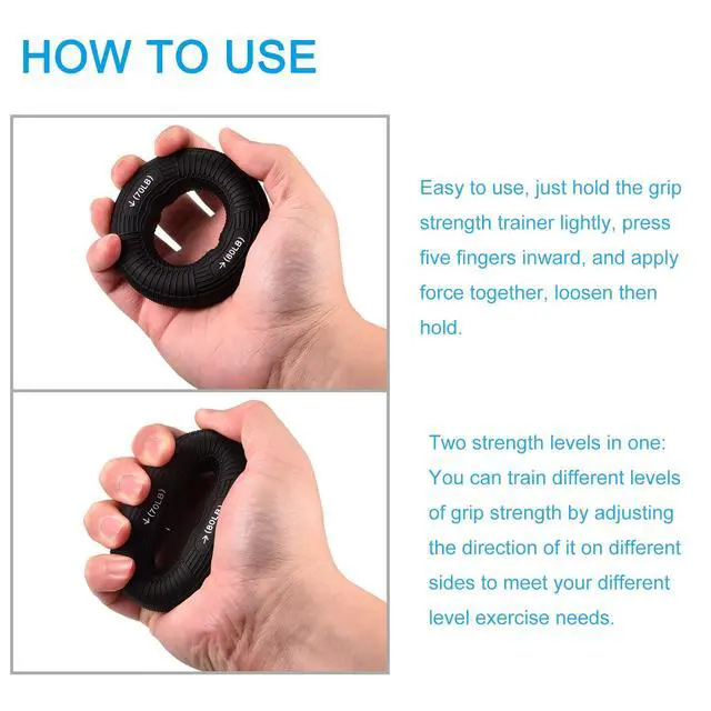 Alt view image 4 of 7 - Hand Grip Strengtheners, 3.07" 70-80 Lbs Silicone Rings Fingers Forearms Exercises Grip Trainer for Rock Climbing Athletes Workout, Black