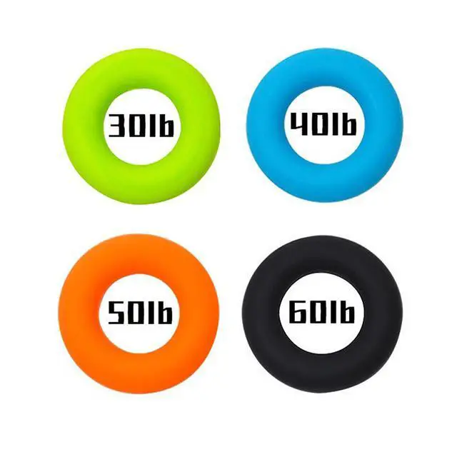 Alt view image 2 of 6 - Silicone Hand Grip Strengthener Rings,Resistance Hand Gripper for Forearm Finger Strength Training,Hand Rehabilitation Exercise,Portable Relieve Stress Hand Workout Squeezer,4 Pack 30LB-60LB