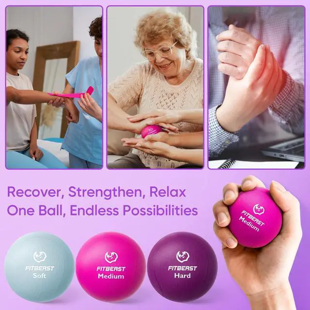 Alt view image 5 of 6 - Grip Strength Trainer, Finger Exerciser, Stress Balls for Adults, Hand Therapy for Strength, Recovery & Stress Relief, Forearm Strengthener for Men, Women & Seniors (6-Piece Bright Tones)